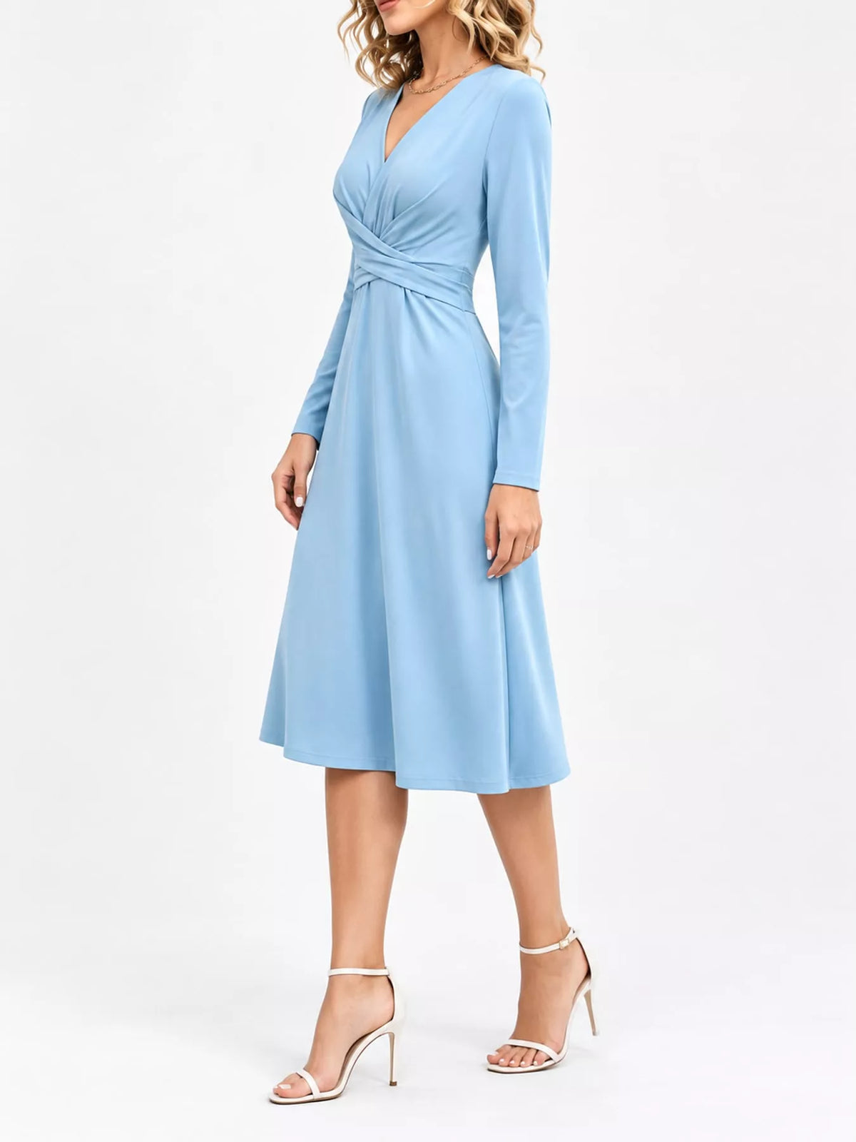 Crisscross Ruched Front Midi Dress