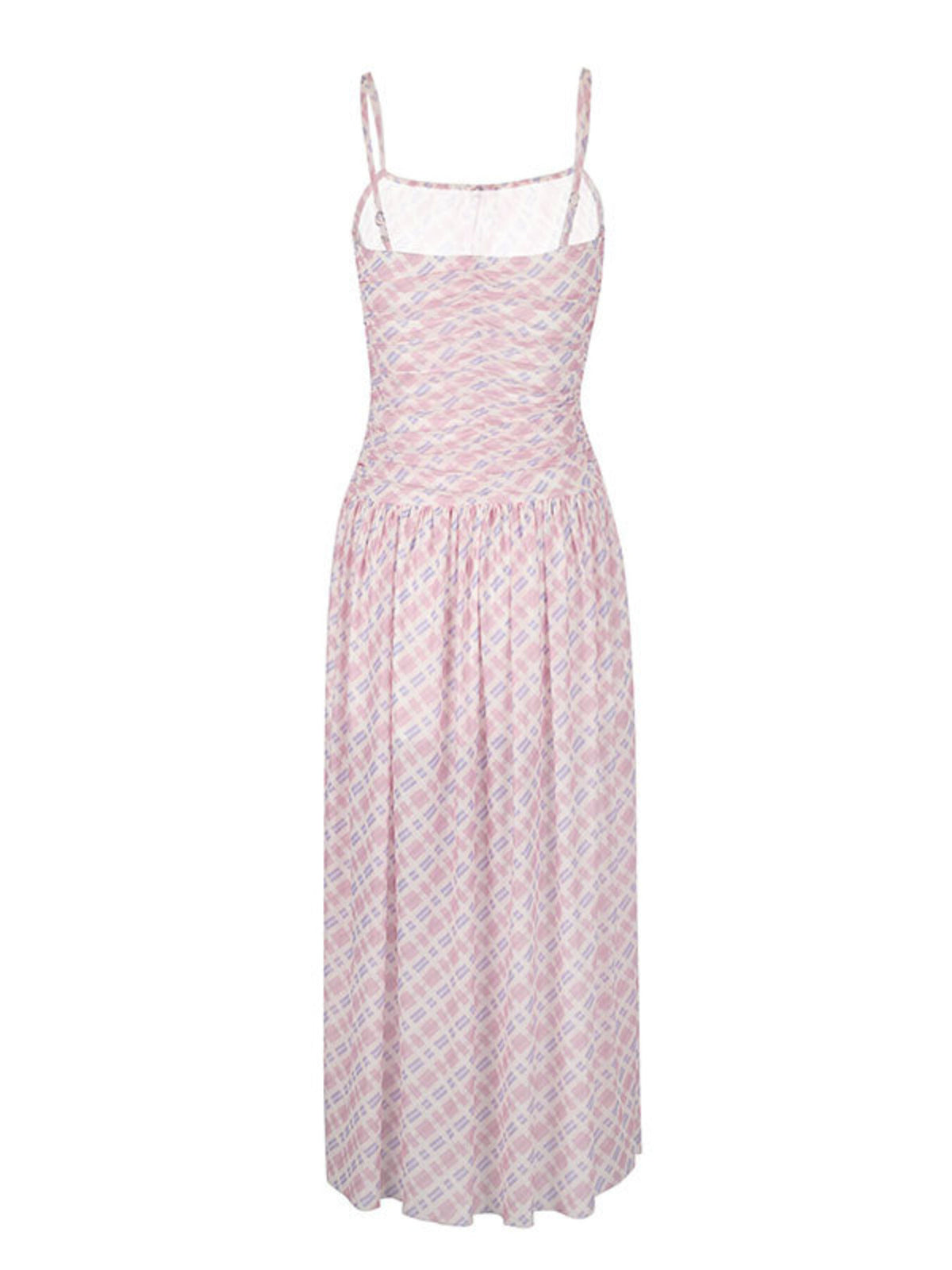 Plaid Spaghetti Strap Maxi Dress in Pink