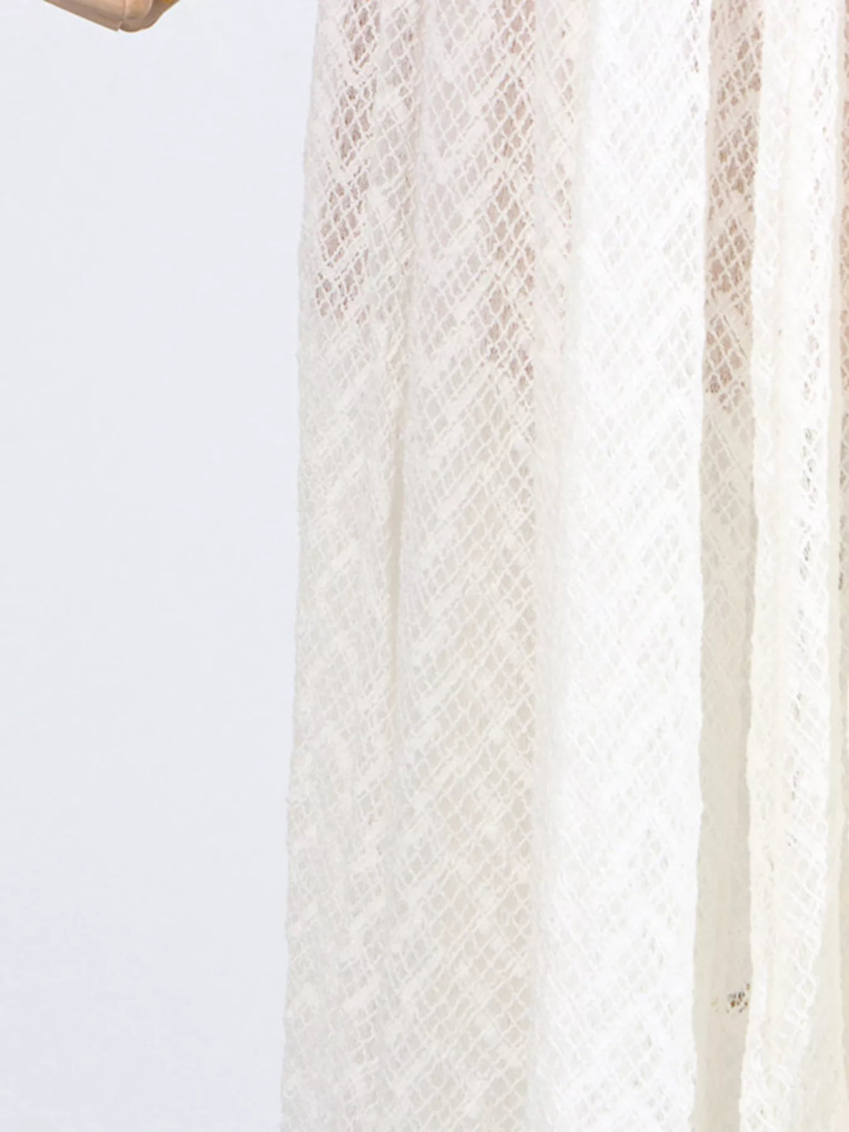 Lace Mock Neck Long Sleeve Maxi Dress in White