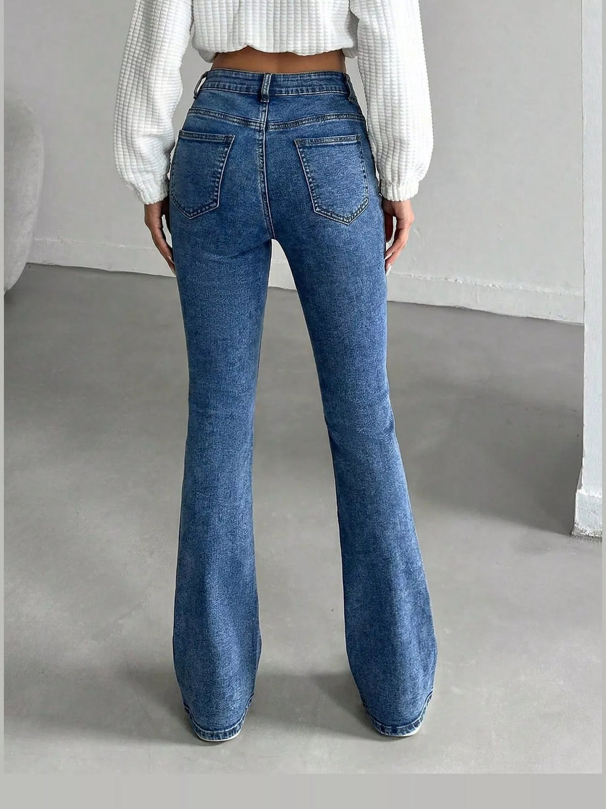 High-Waisted Slim-Fit Flared Jeans