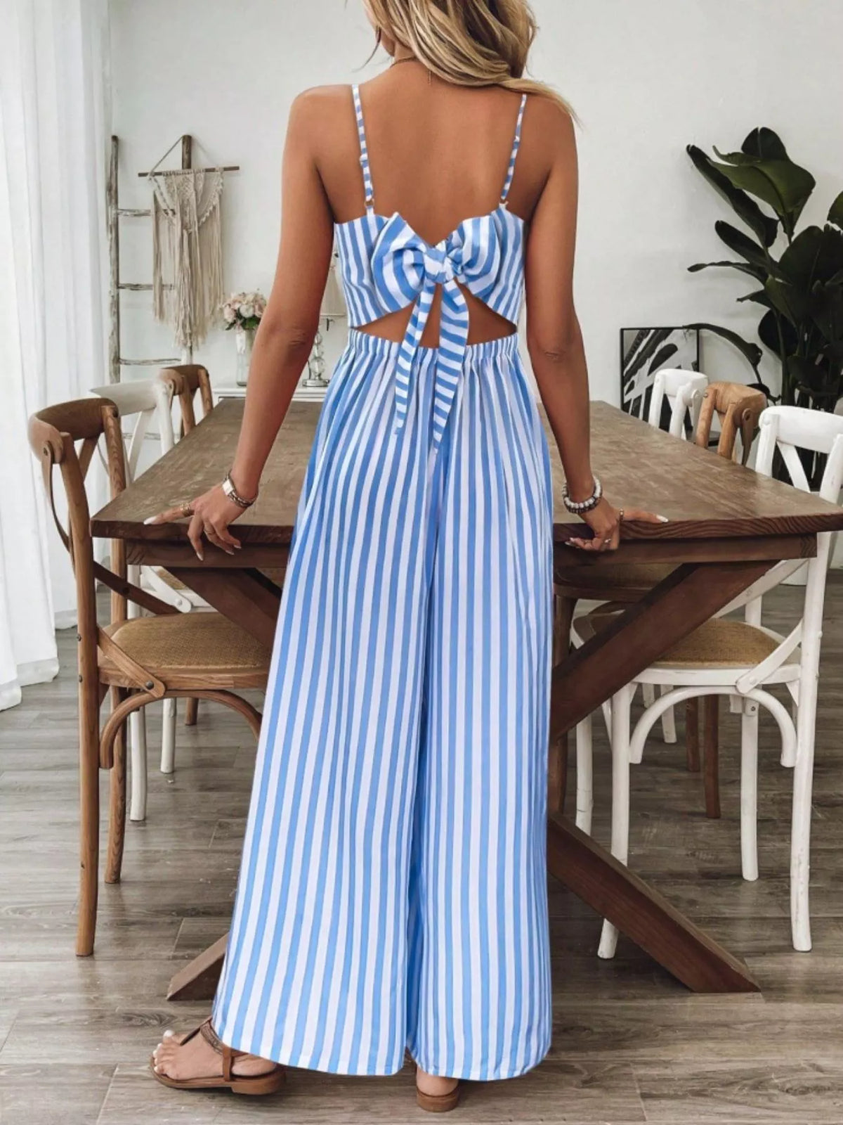 Backless Spaghetti Strap Wide Leg Jumpsuit