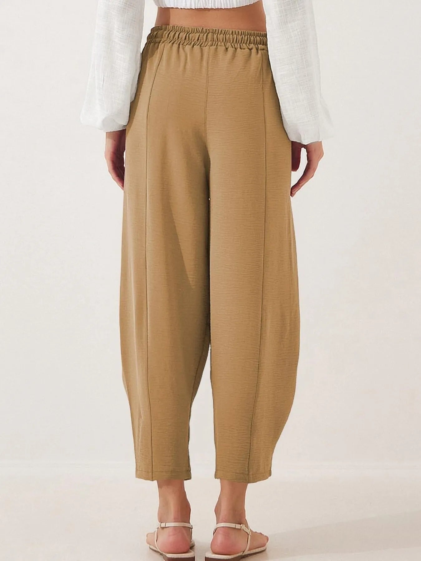 Drawstring Wide Leg Cropped Pants