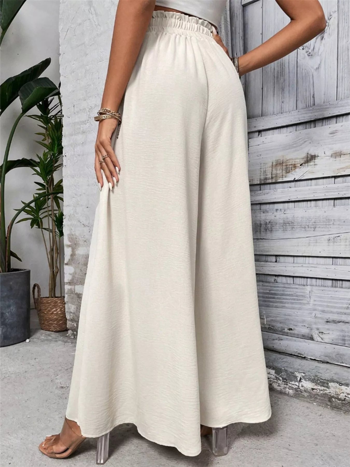 Frill-Detail Wide-Leg Pants