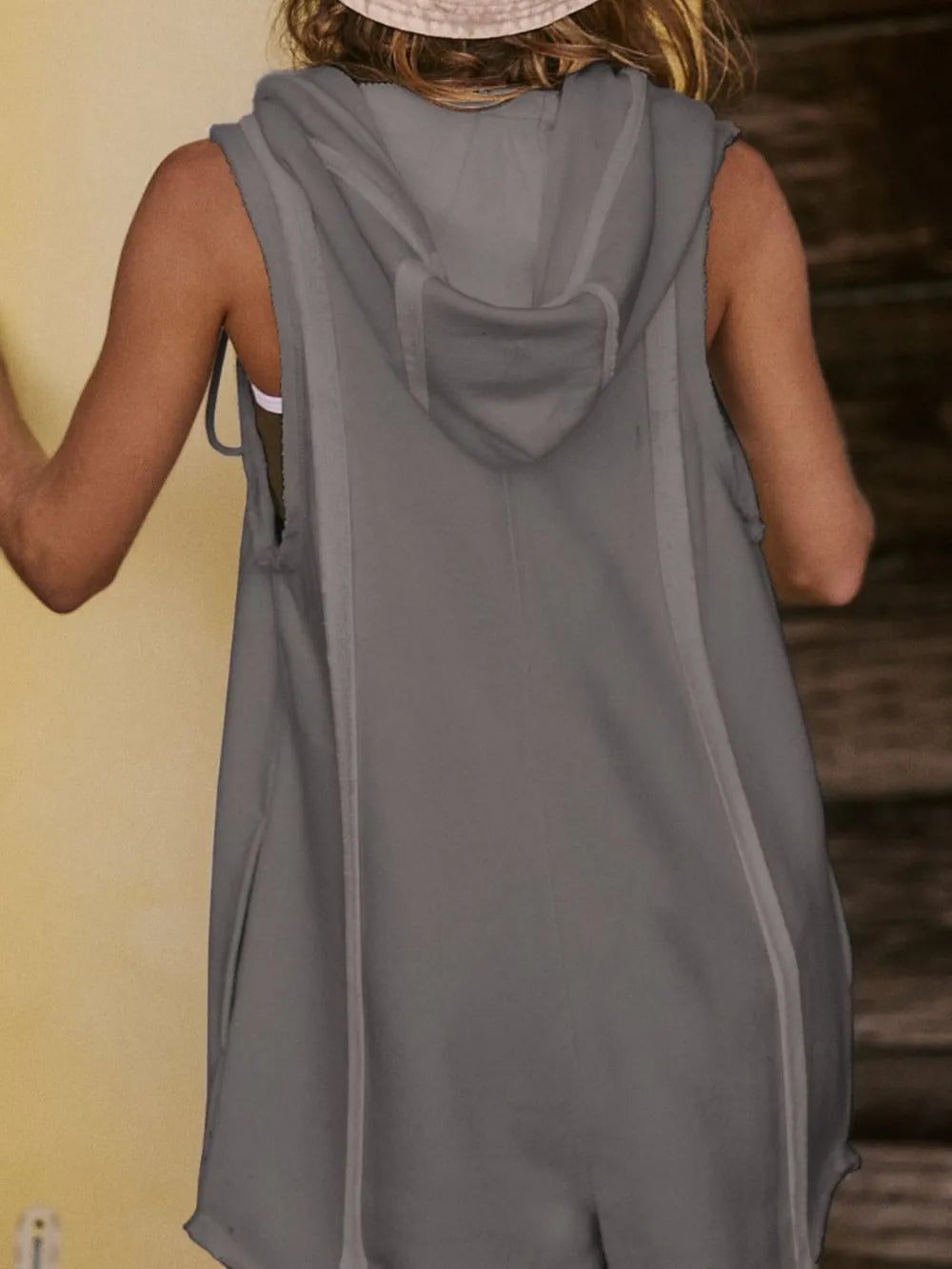 Half-Zip Hooded Sleeveless Romper