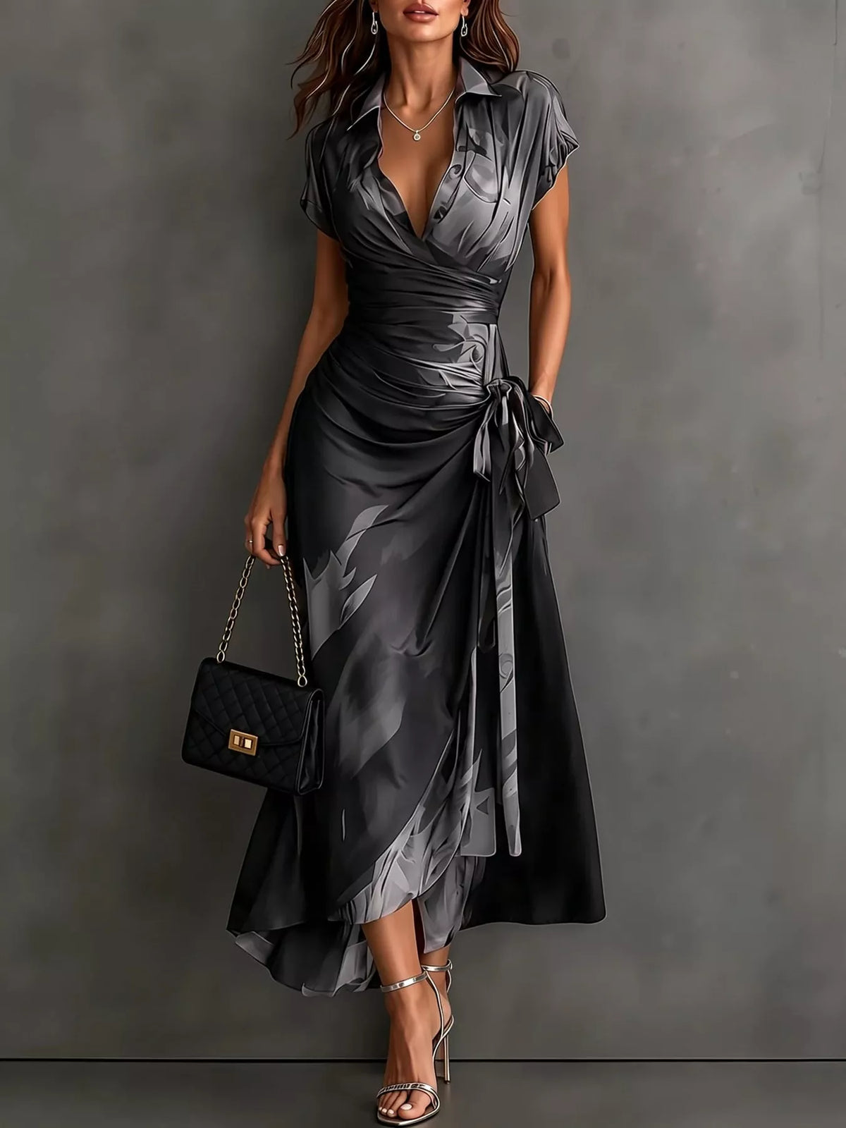 Tie Detail Surplice Dress