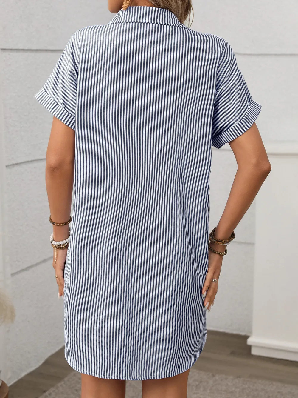 Striped Button-Down Mini Dress