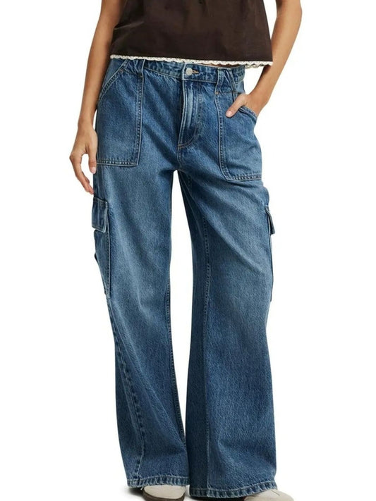 Wide Leg Cargo Jeans by Dreamy Drapes