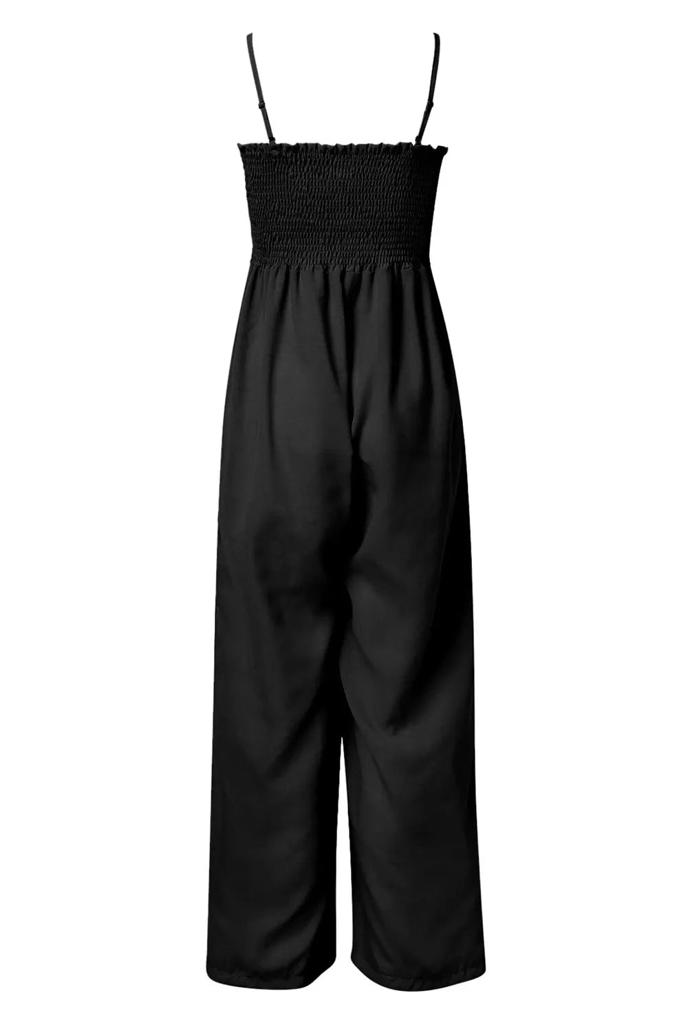 Smocked Spaghetti-Strap Wide-Leg Jumpsuit