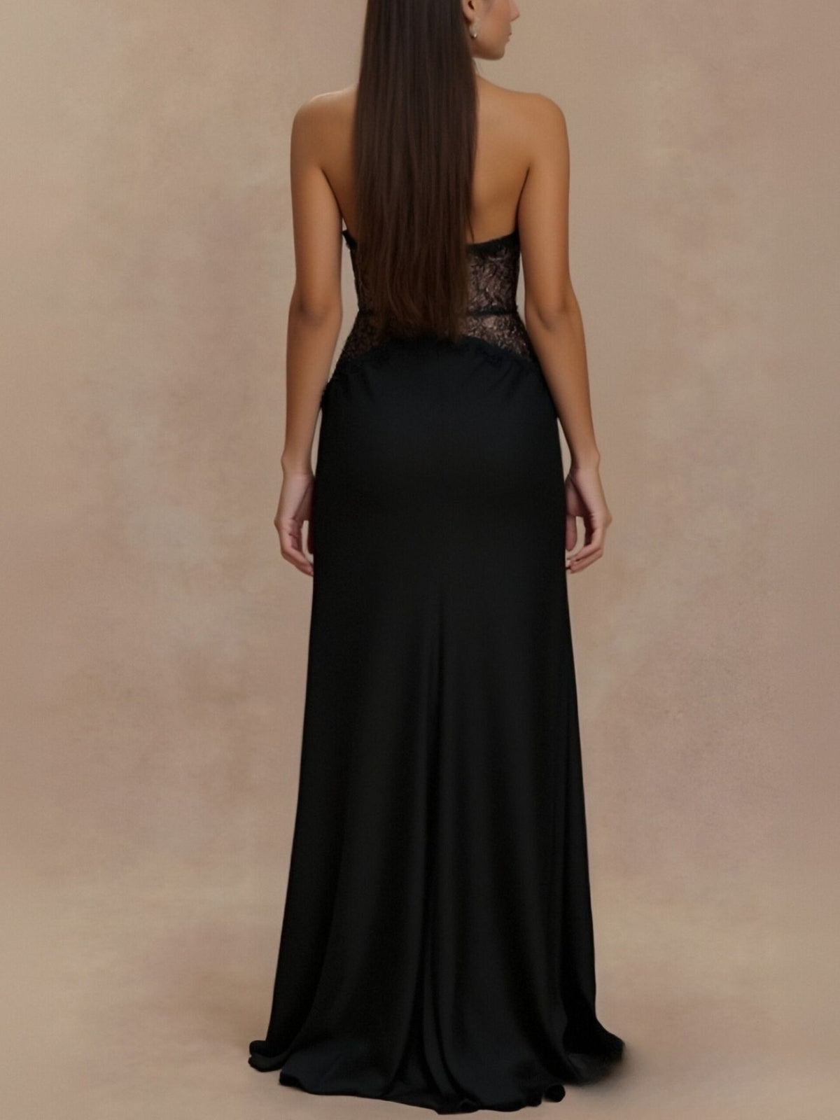Halter Neck Lace-Trimmed Maxi Dress by Mystique Q