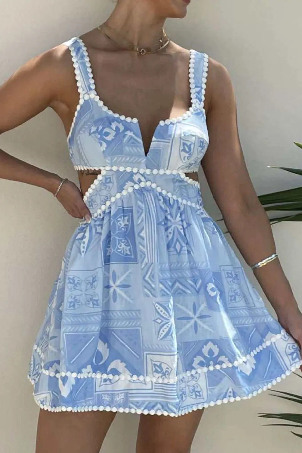 Cutout Printed Mini Dress by Shenori