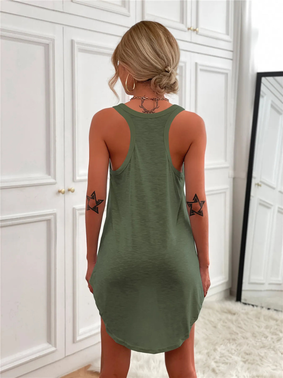 Tank Mini Dress with Curved Hem