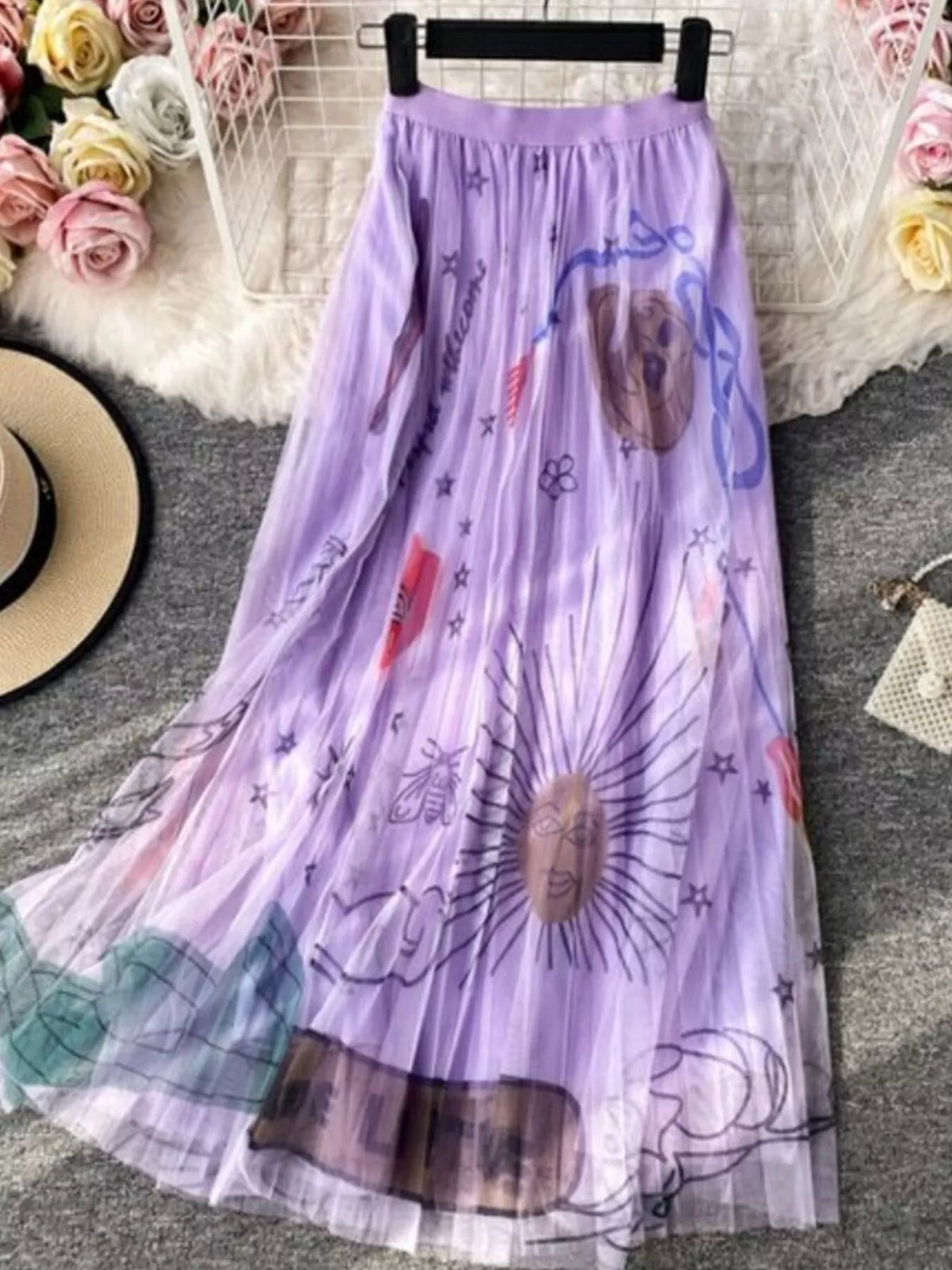 Layered Printed Tulle Skirt