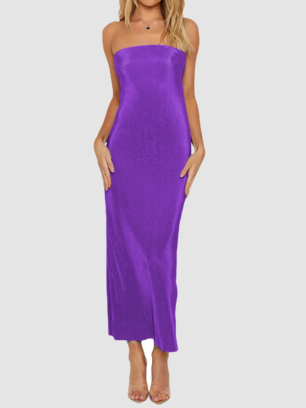 Lace-Up Back Tube Maxi Dress by Mystique Q