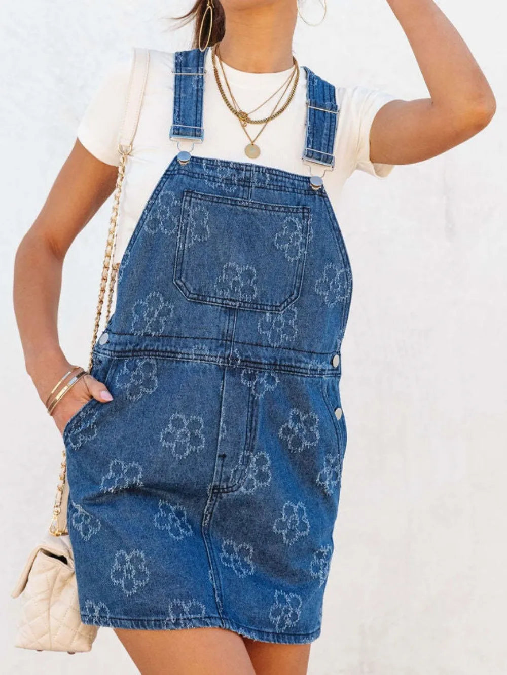 Wide Strap Denim Overall Dress in Peacock Blue in Peacock  Blue by Y.Y@Denim