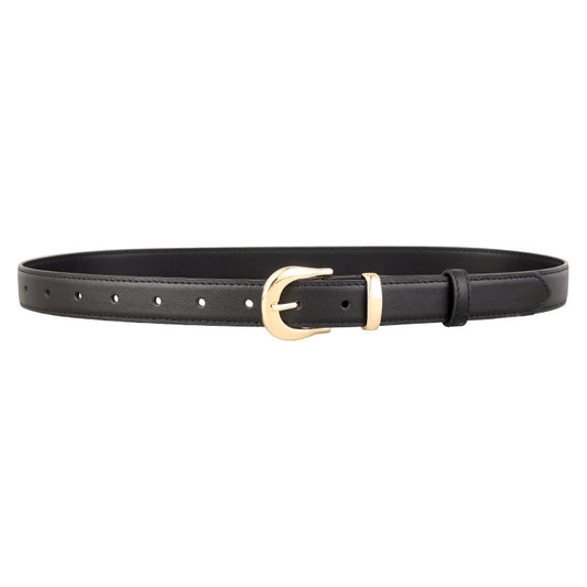 Ilussa Leather Skinny Belt with Golden Buckle