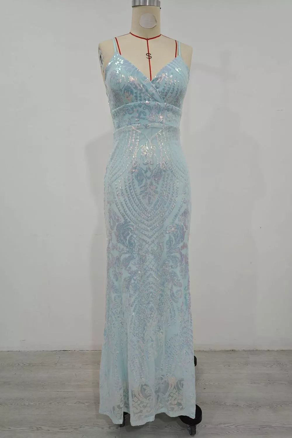 Sequin Mermaid Maxi Dress in Sky Blue