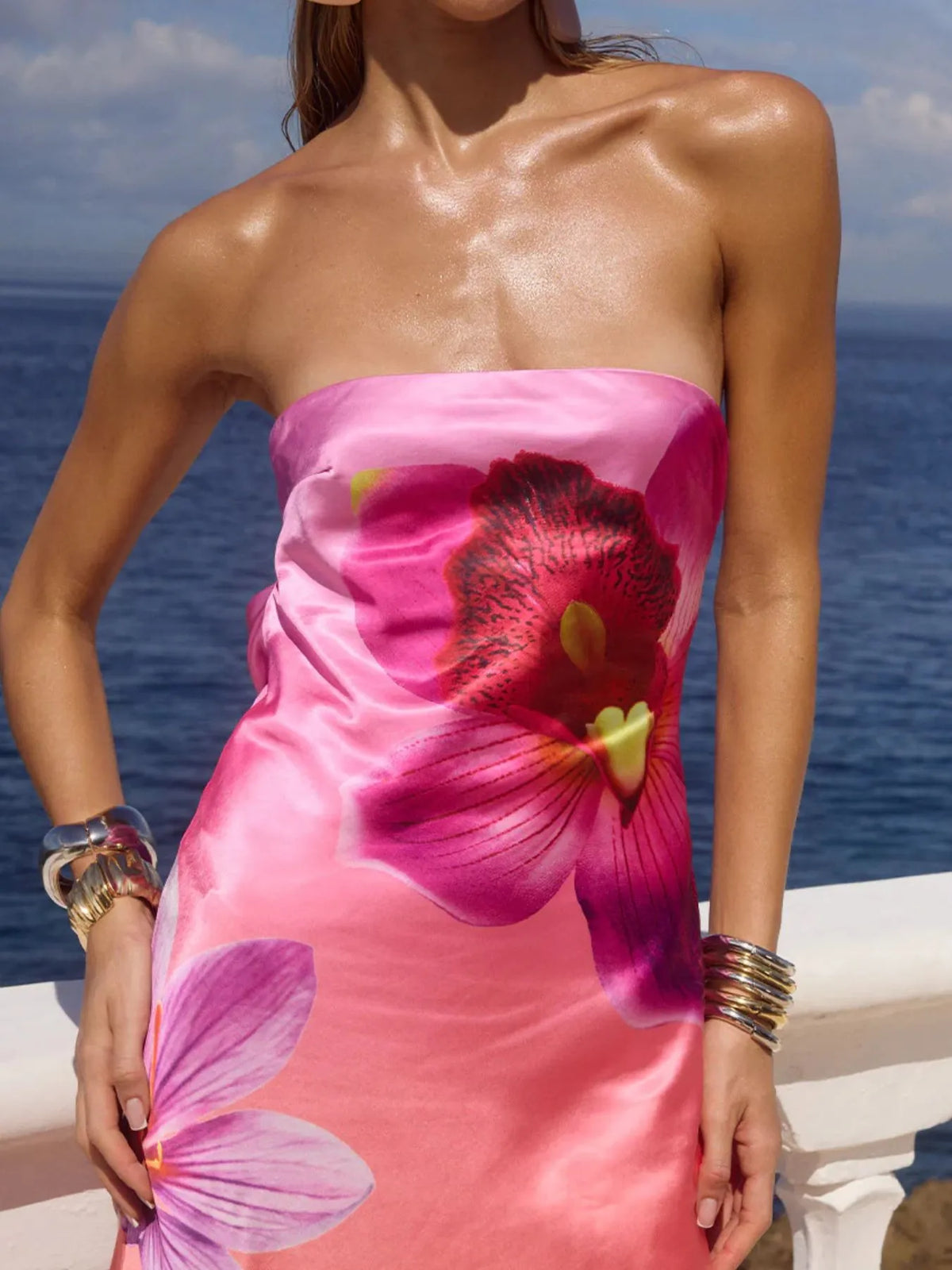 Printed Tube Maxi Dress