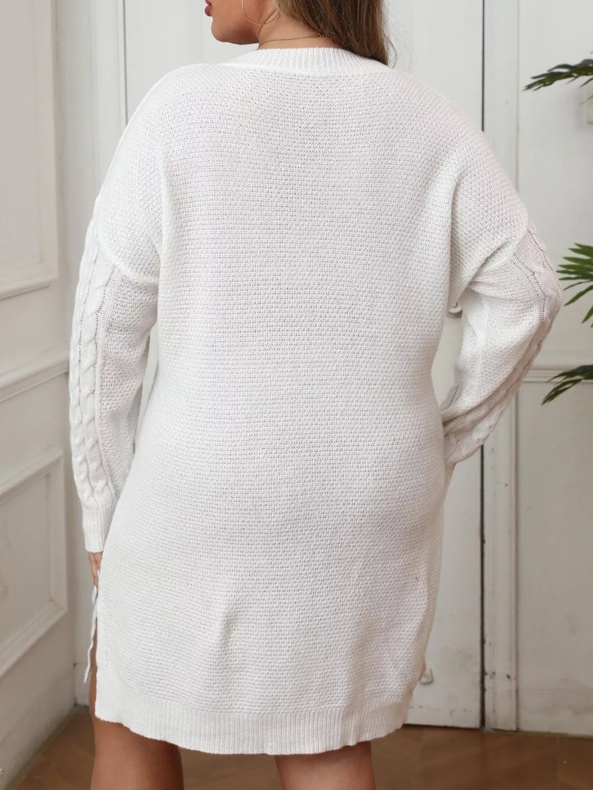 Cable Knit Long Sleeve Sweater Dress