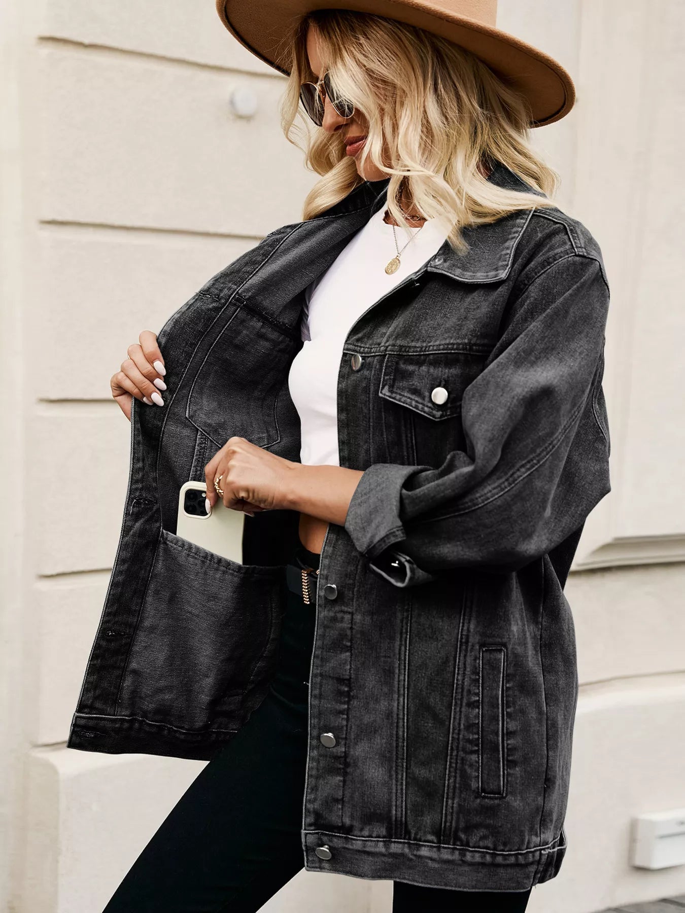 Oversized Washed Denim Jacket by Moni Wear