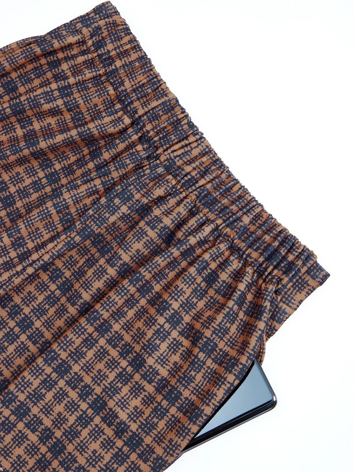 Plaid Wide-Leg Pants in Brown