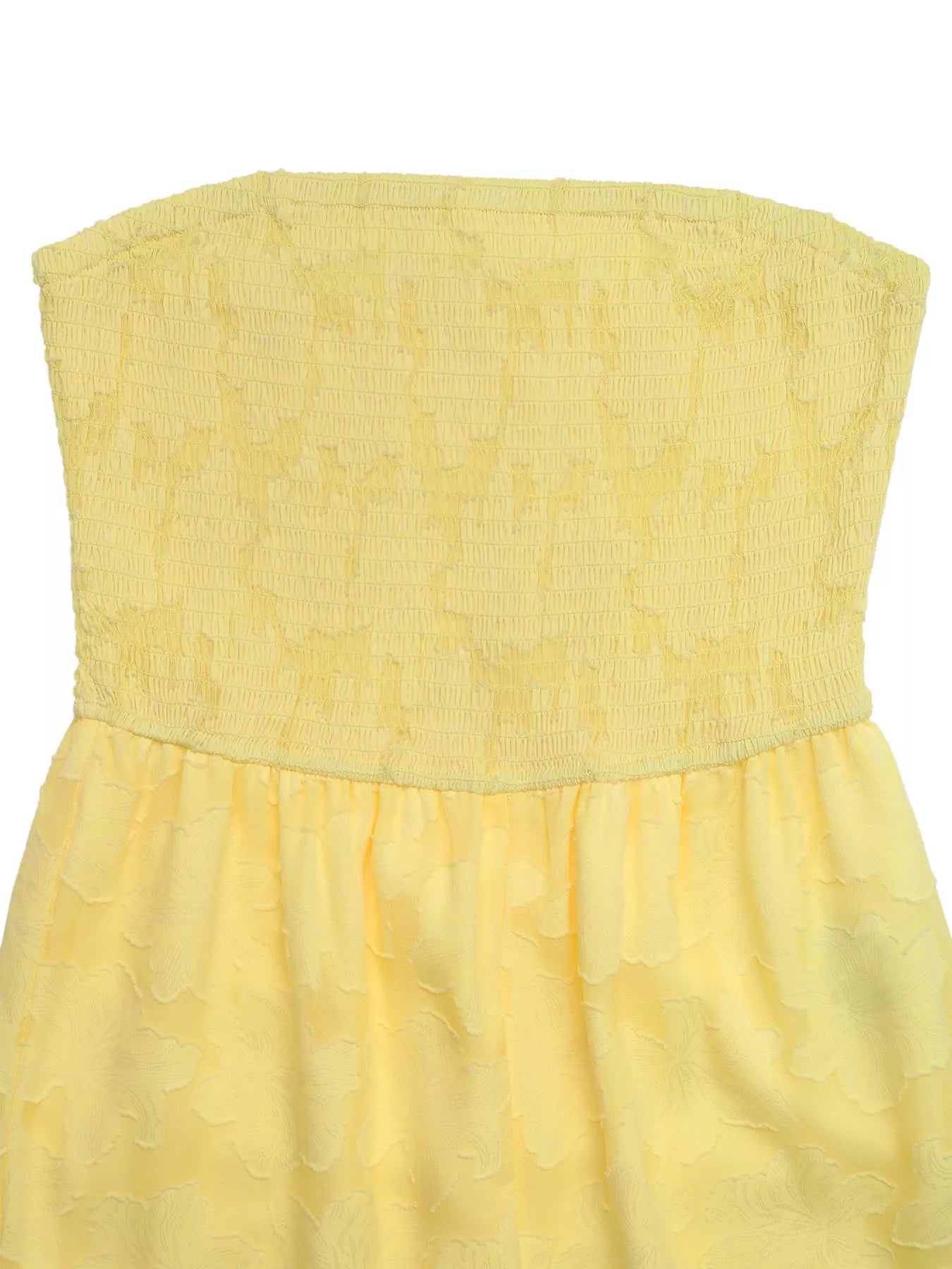 Lace Smocked Tube Jumpsuit in Yellow