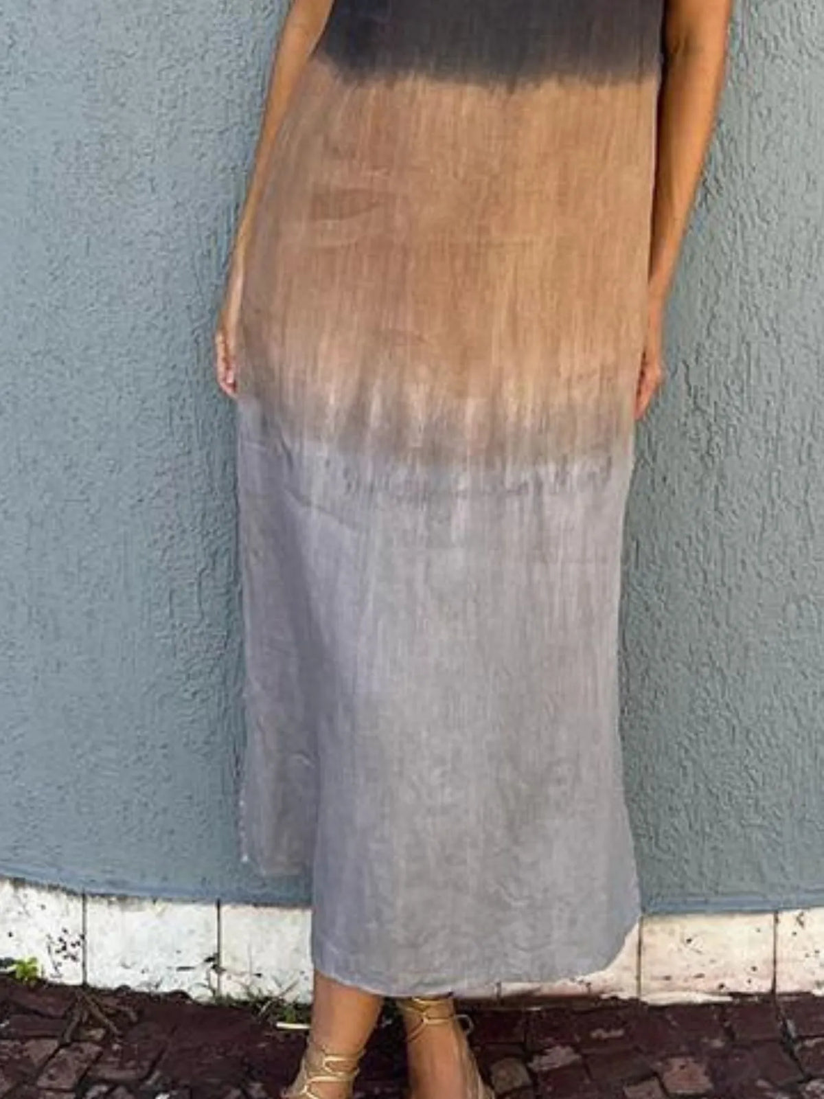 Gradient Tank Midi Dress with Side Slit
