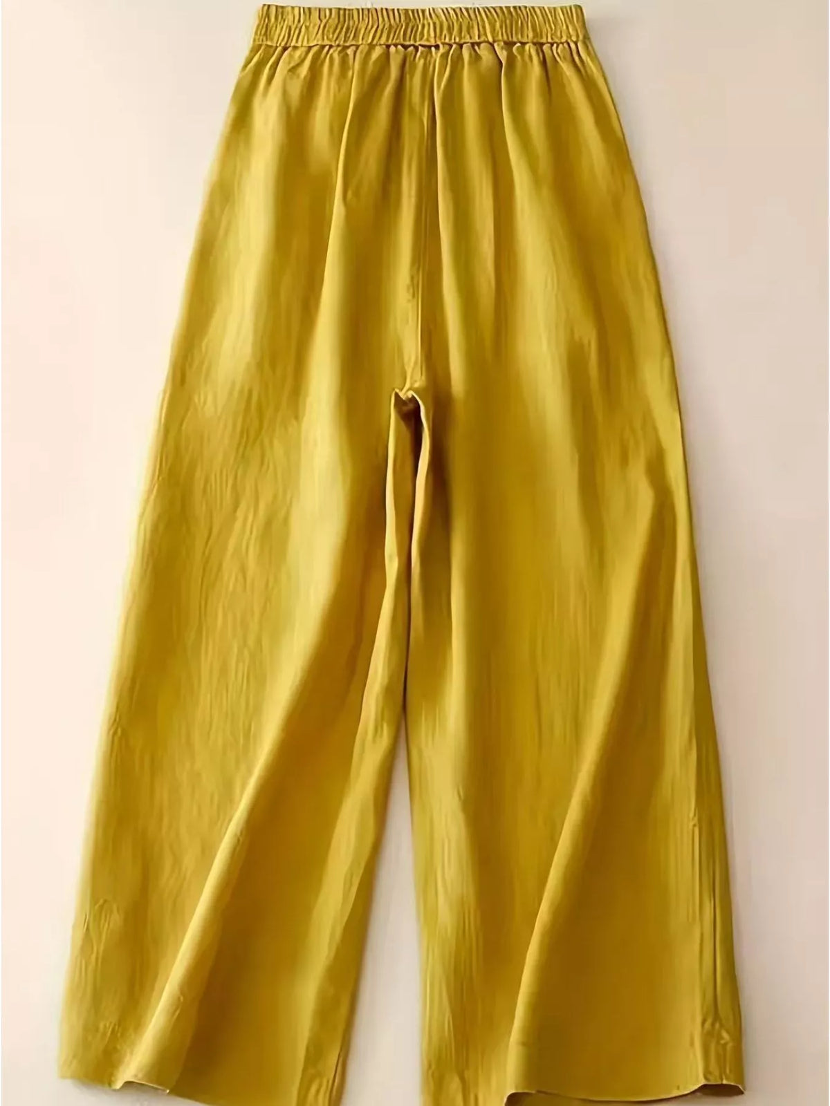 High-Waisted Wide-Leg Cropped Pants in Yellow