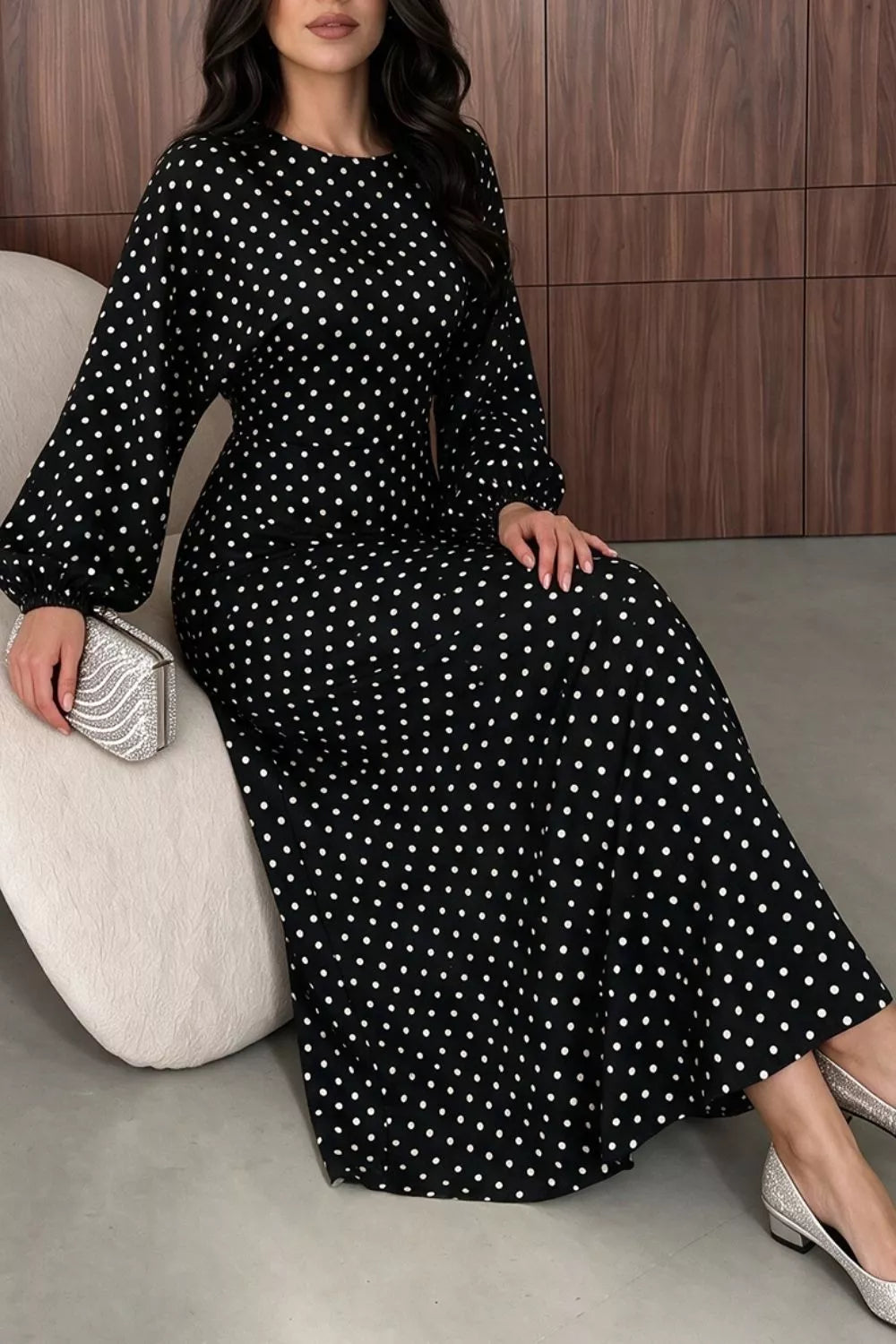 Polka Dot Tie-Waist Maxi Dress
