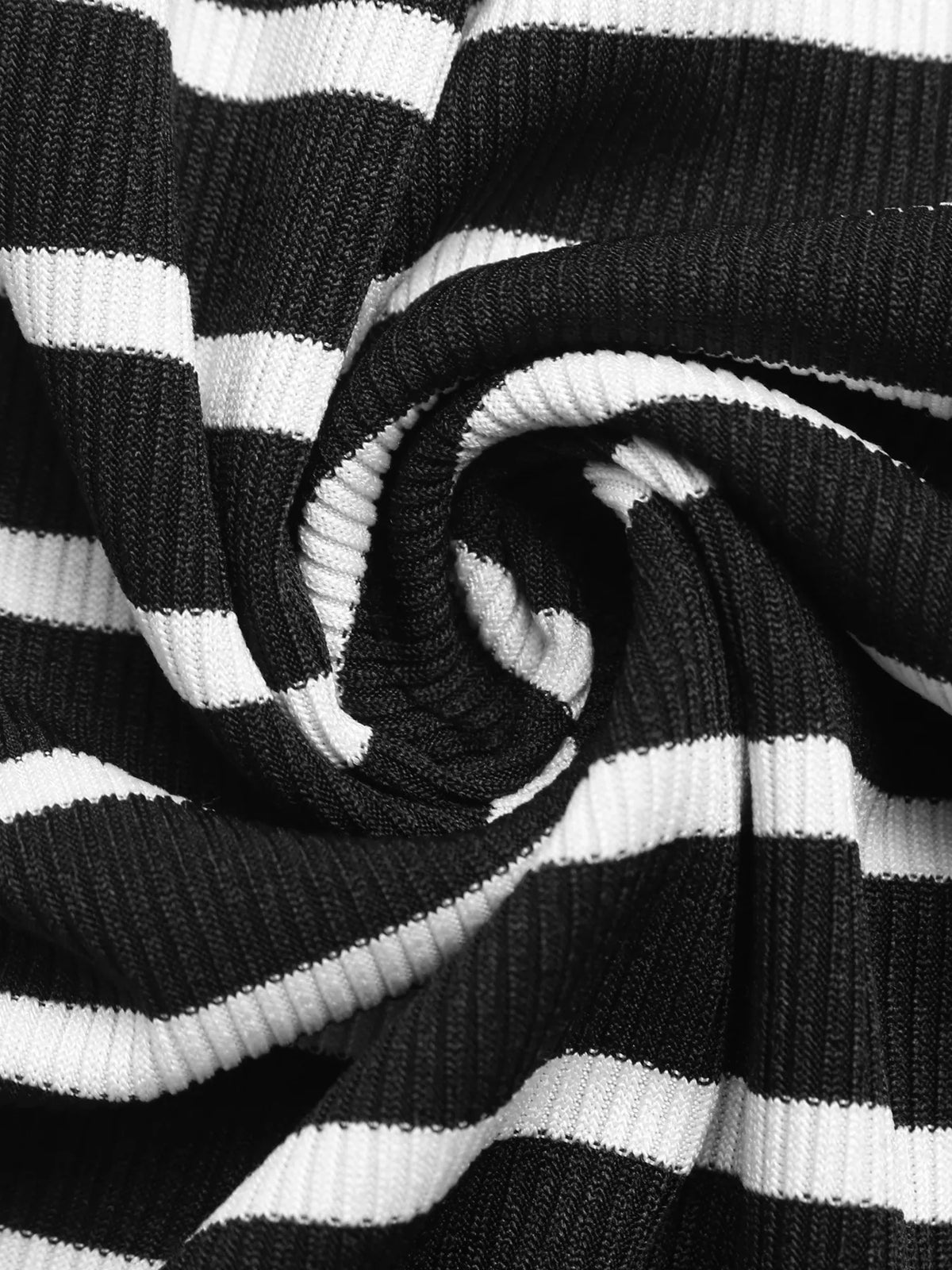 Striped Midi Dress with Side Slit in Black