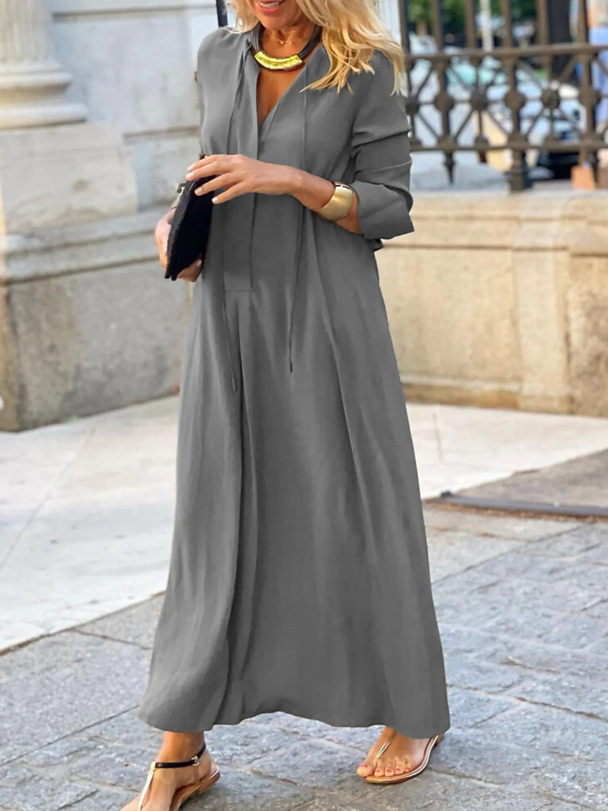 Solid Maxi Shirt Dress