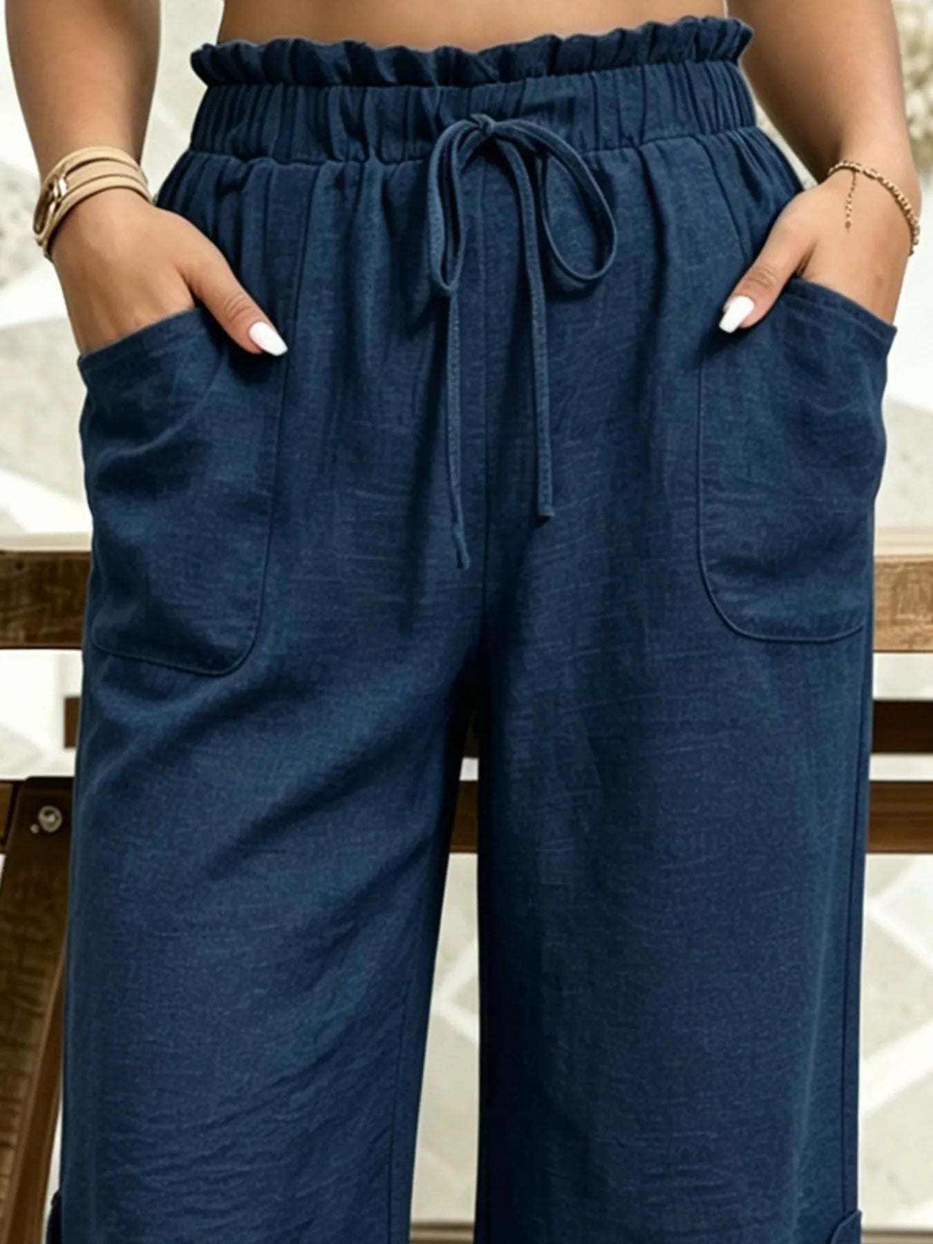 Paperbag Waist Drawstring Capris