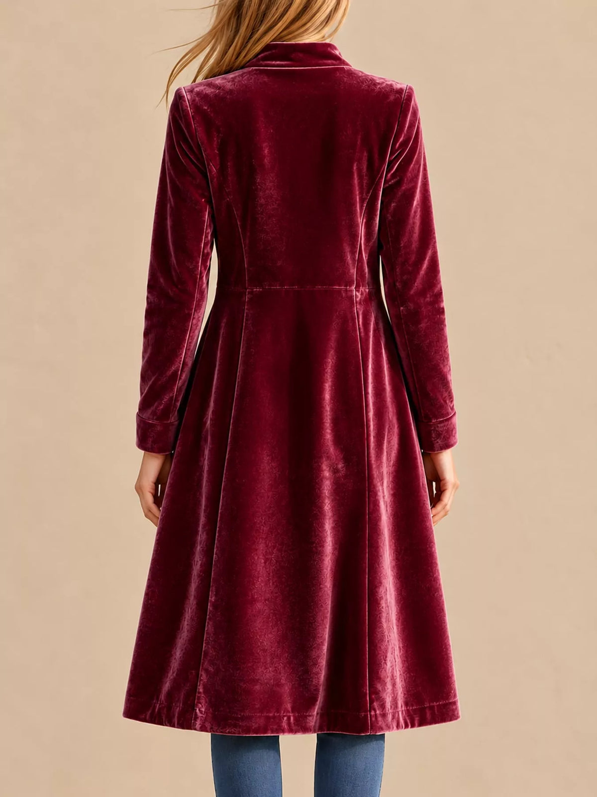 Velvet Zip-Up Longline Jacket