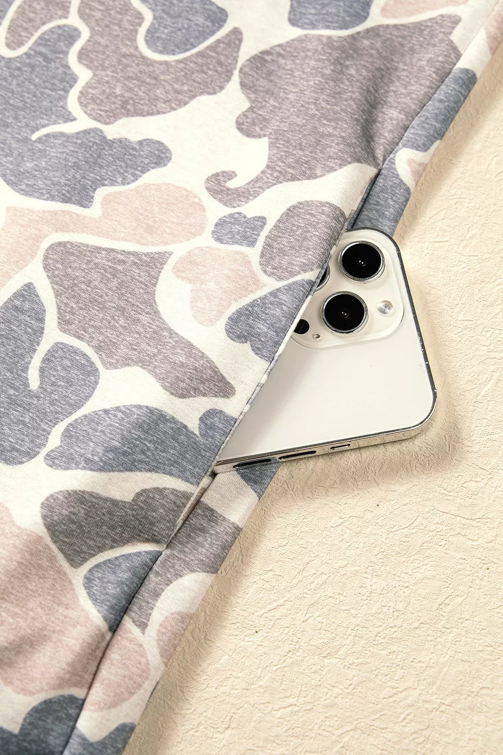 Botanical Camo Print Mini Dress in Gray