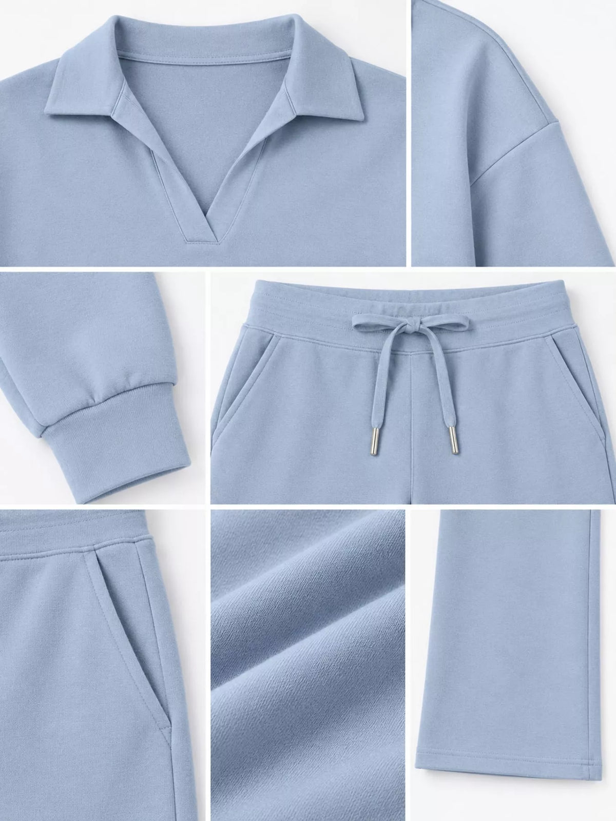 Dropped Shoulder Top and Drawstring Pant Set