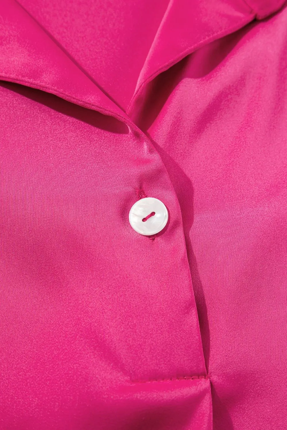 Buttoned Collar Mini Shirt Dress in Hot Pink