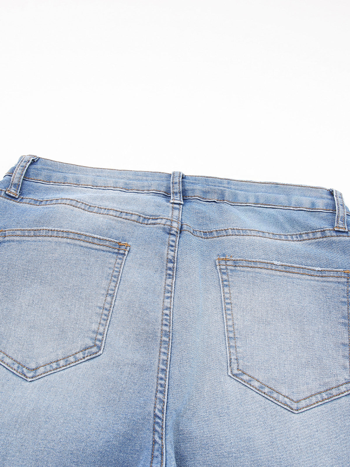 Whiskered Wash Raw Hem Cropped Jeans in Medium Wash