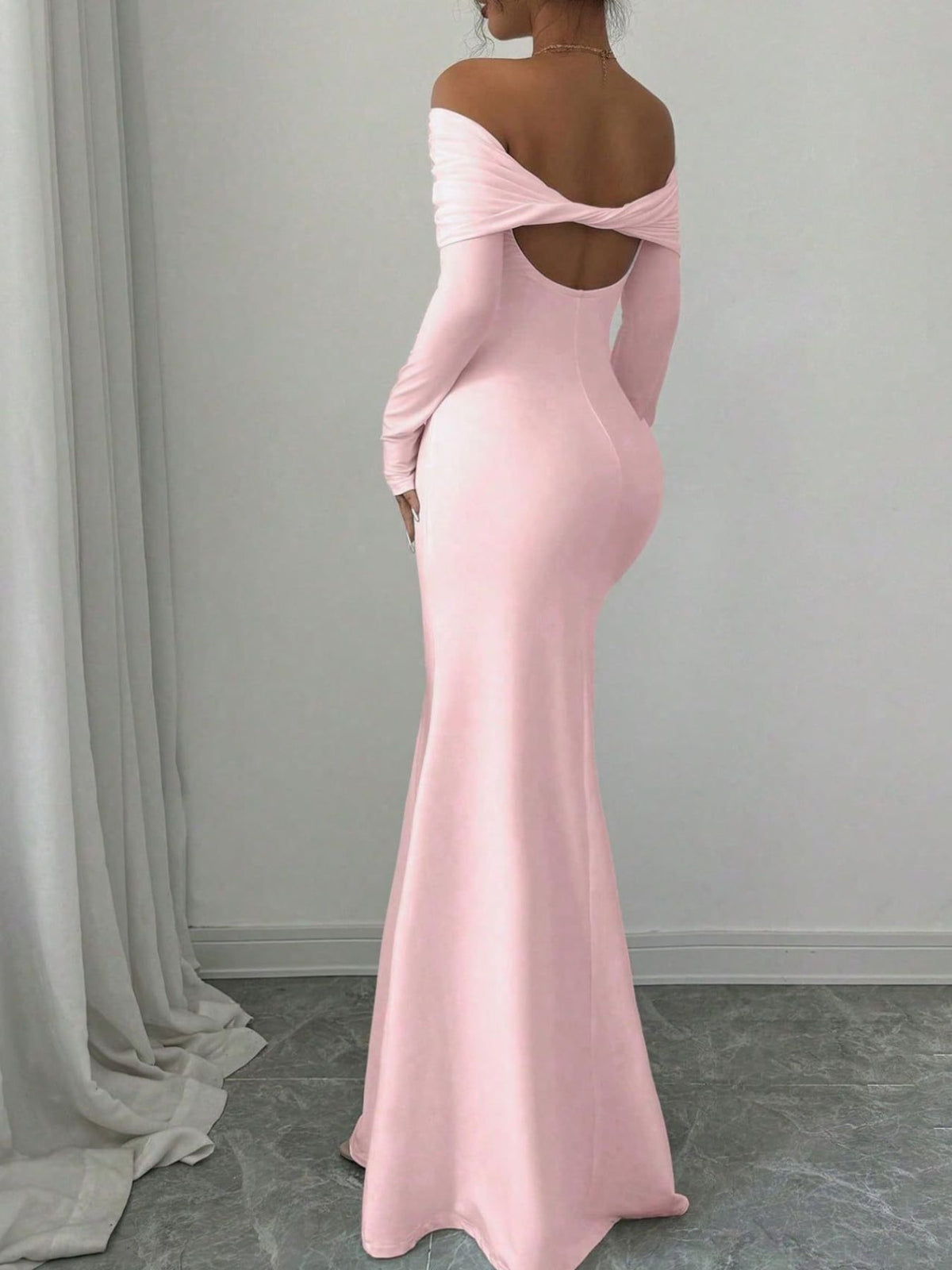 Off-Shoulder Cutout Bodycon Maxi Dress