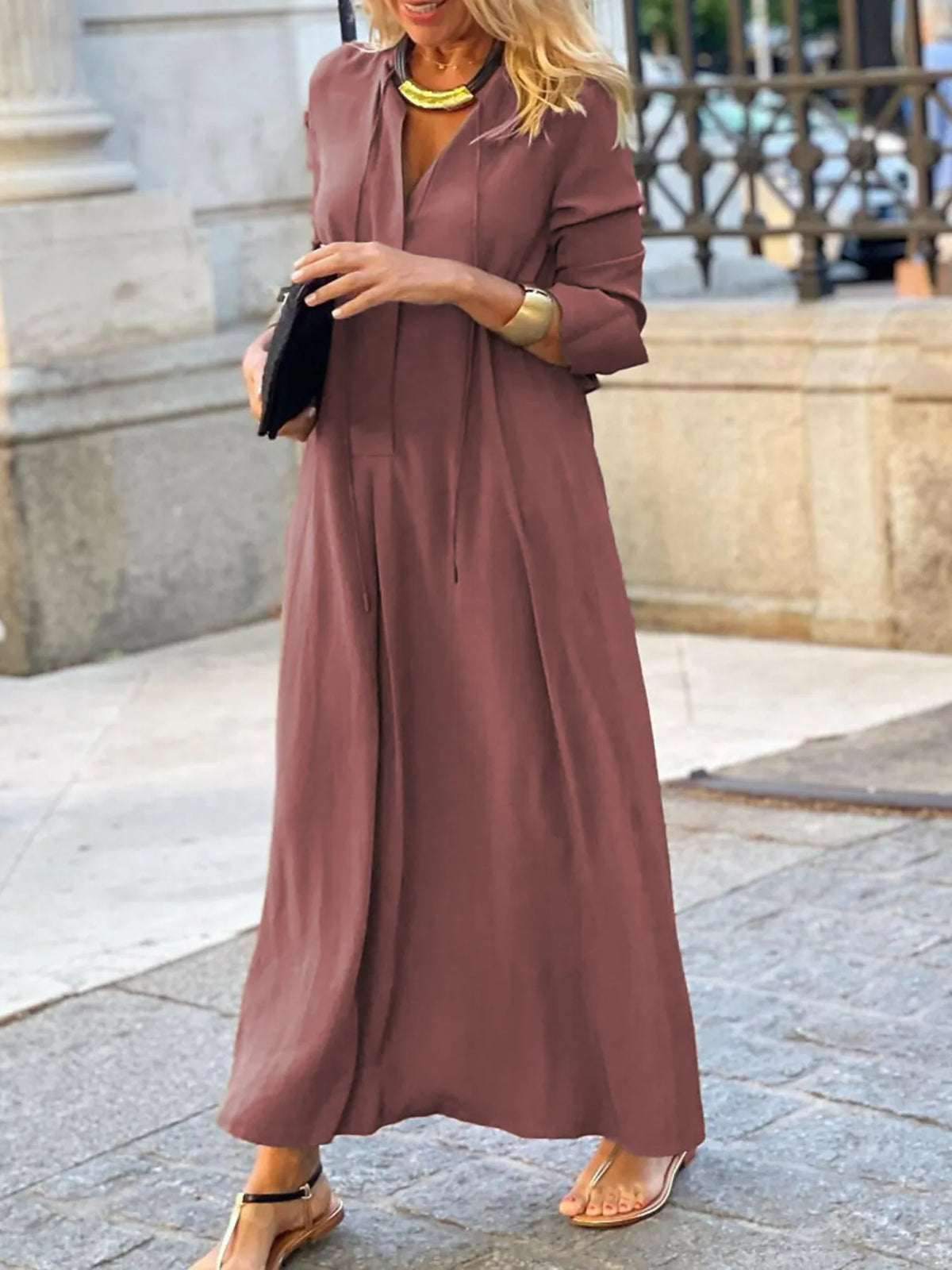 Solid Maxi Shirt Dress