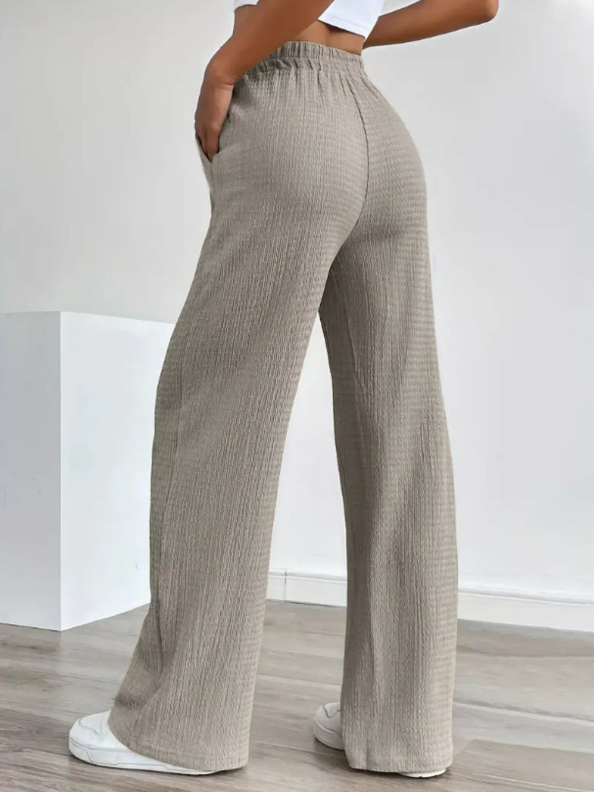 Textured Wide Leg Pants
