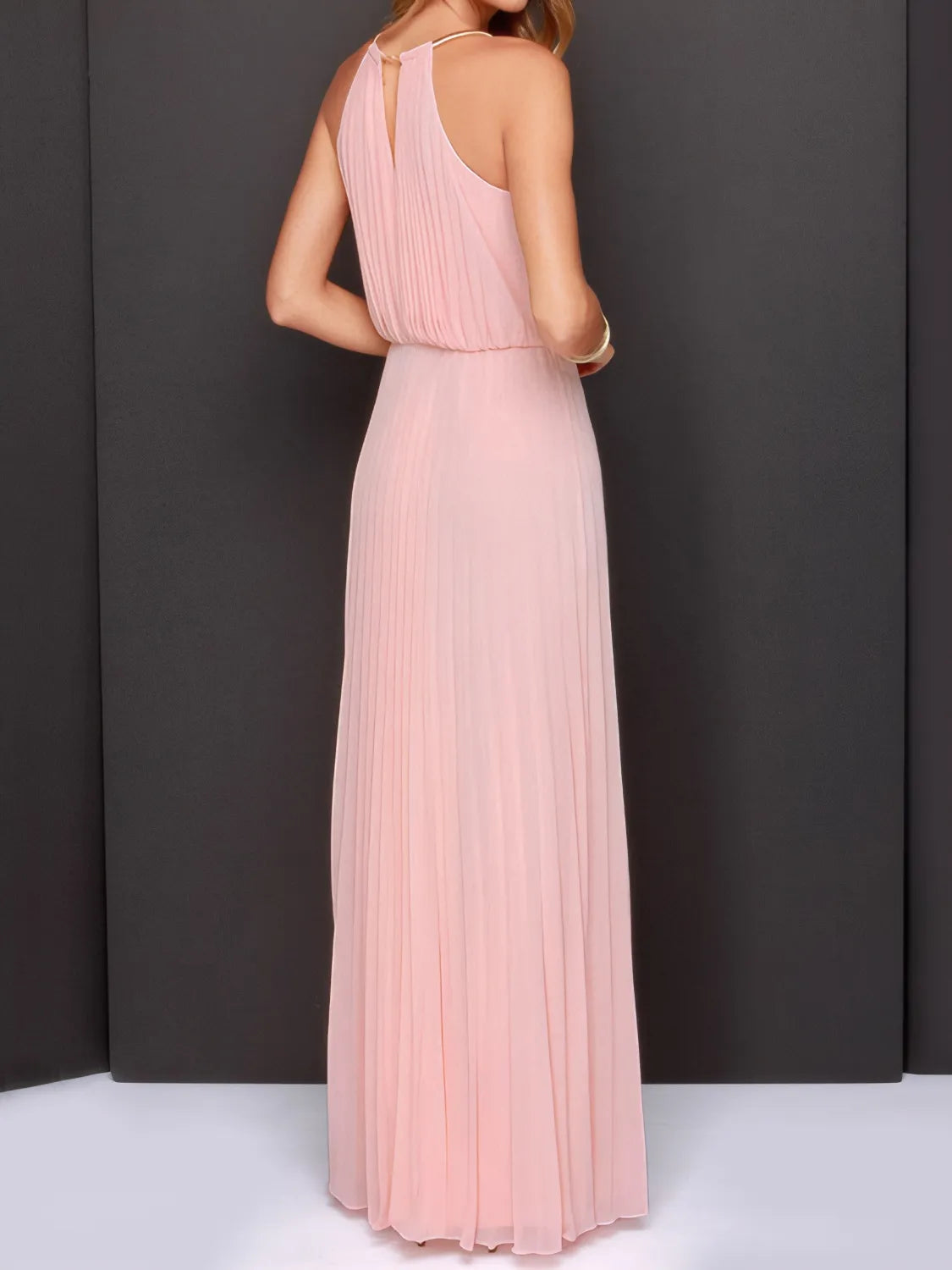 Pleated Cami Maxi Dress in Blush Pink