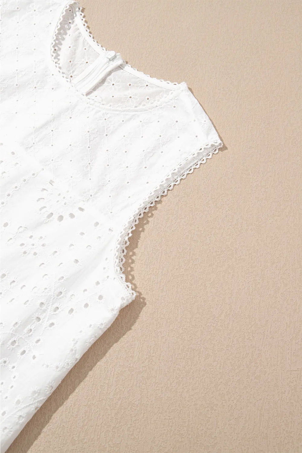 Floral Eyelet Embroidered Shift Dress in White