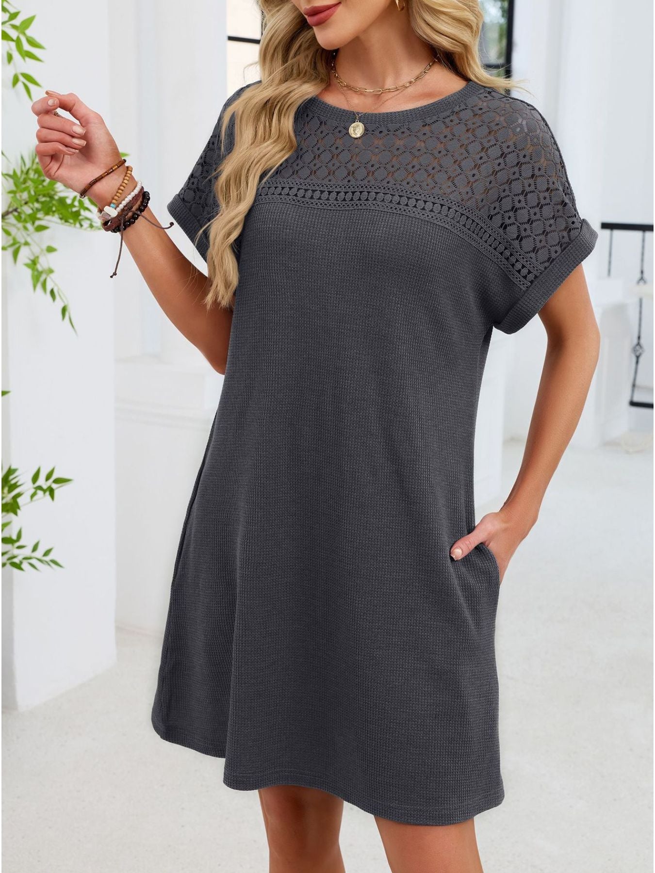 Lace Cutout T-Shirt Dress