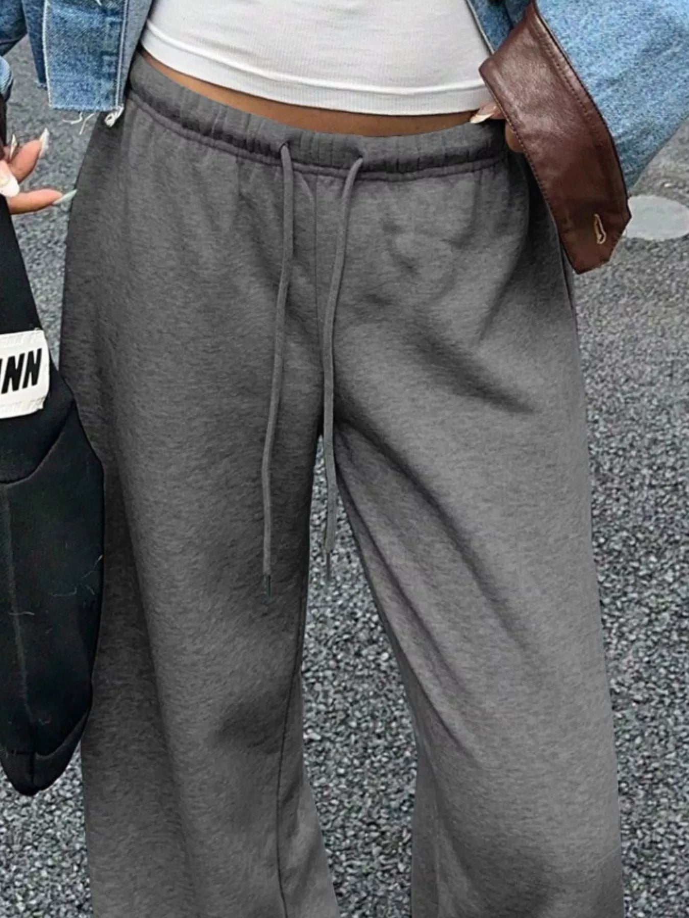 Wide-Leg Drawstring Sweatpants
