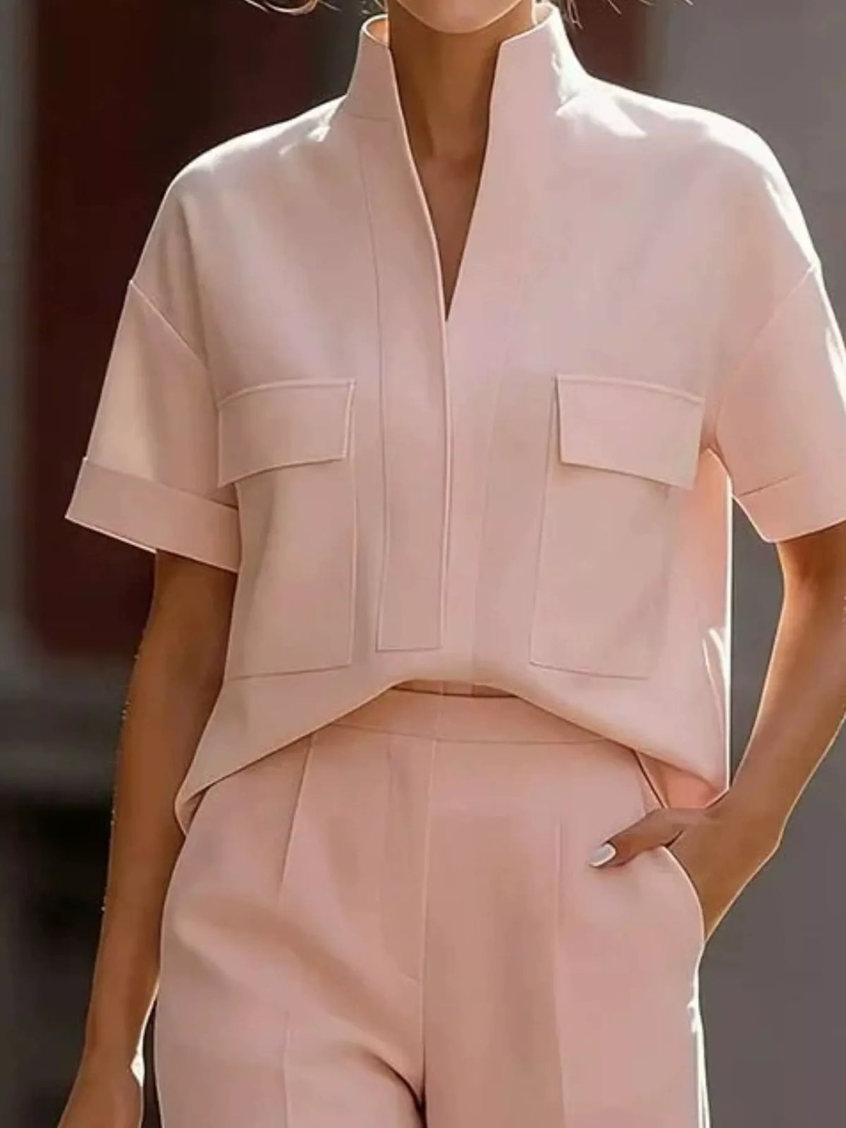 Short-Sleeve Shirt and Capris Two-Piece Set
