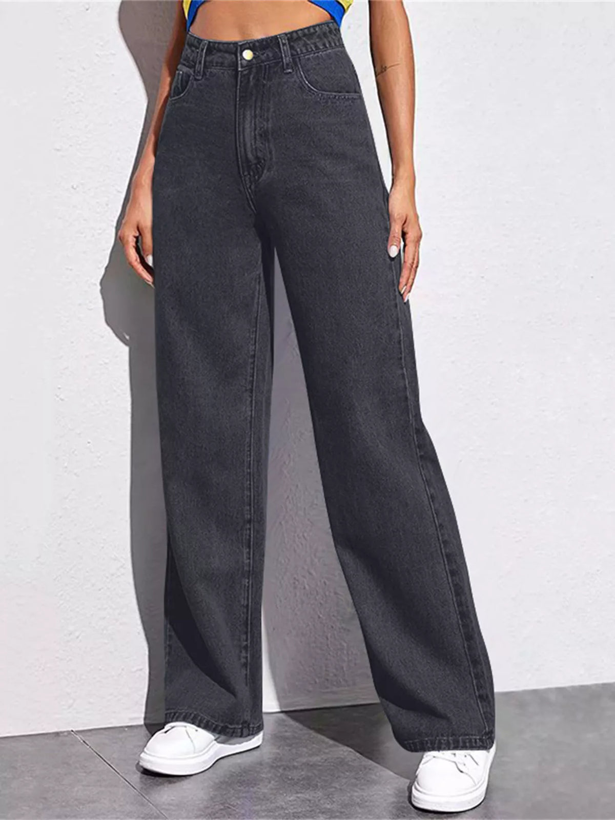 Extended-Size High-Waisted Wide-Leg Jeans by Dreamy Drapes