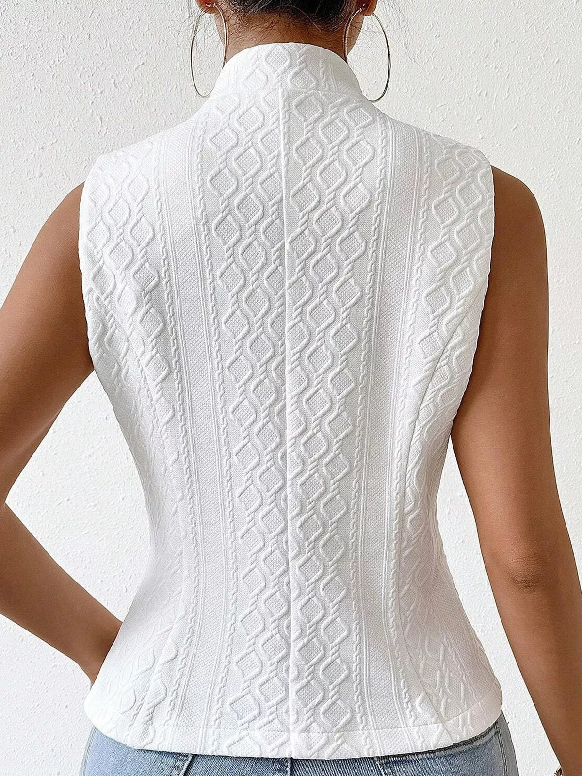 Textured Single-Breasted Vest Coat