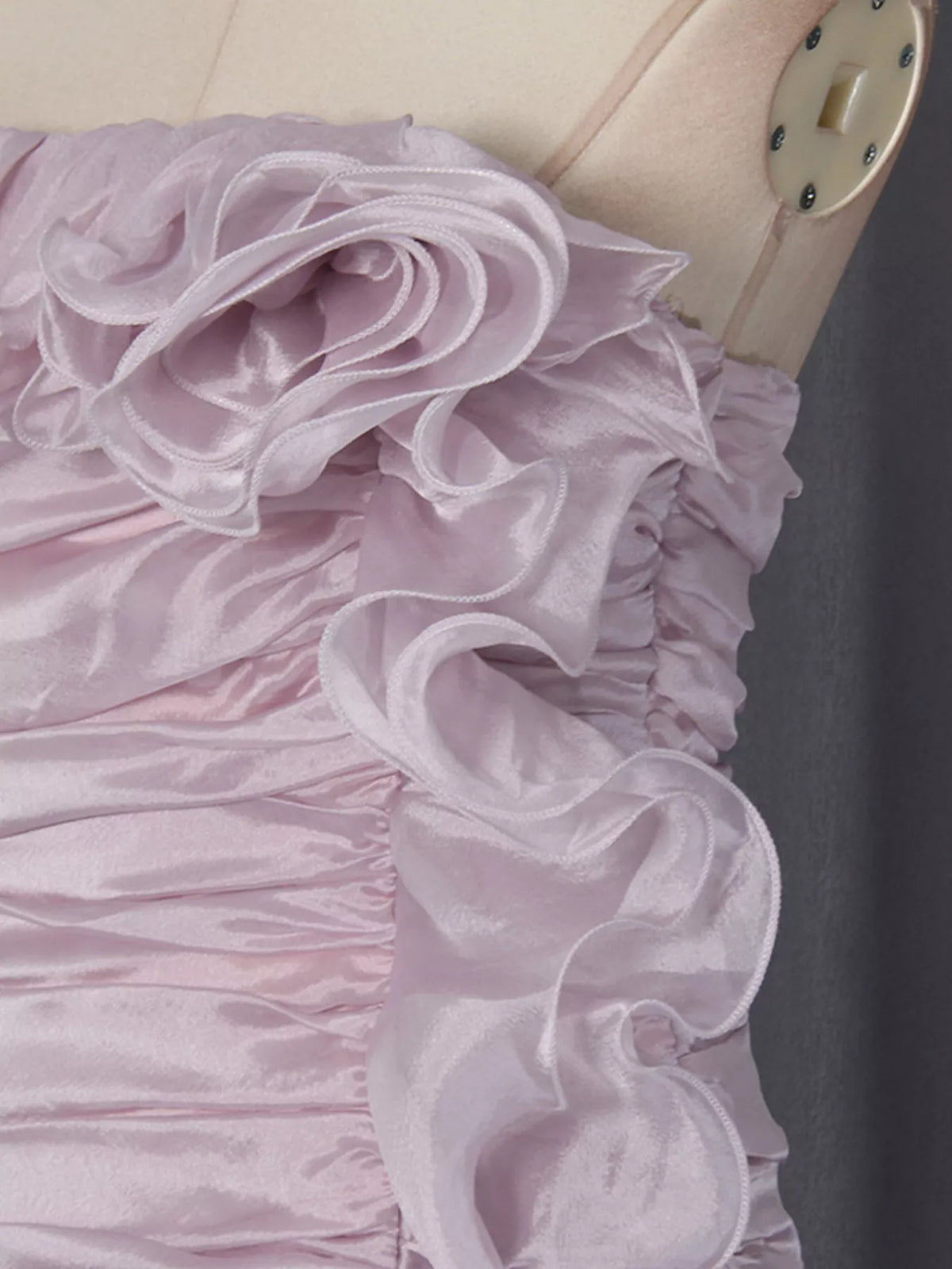 Ruffled High-Low Strapless Dress in Purple