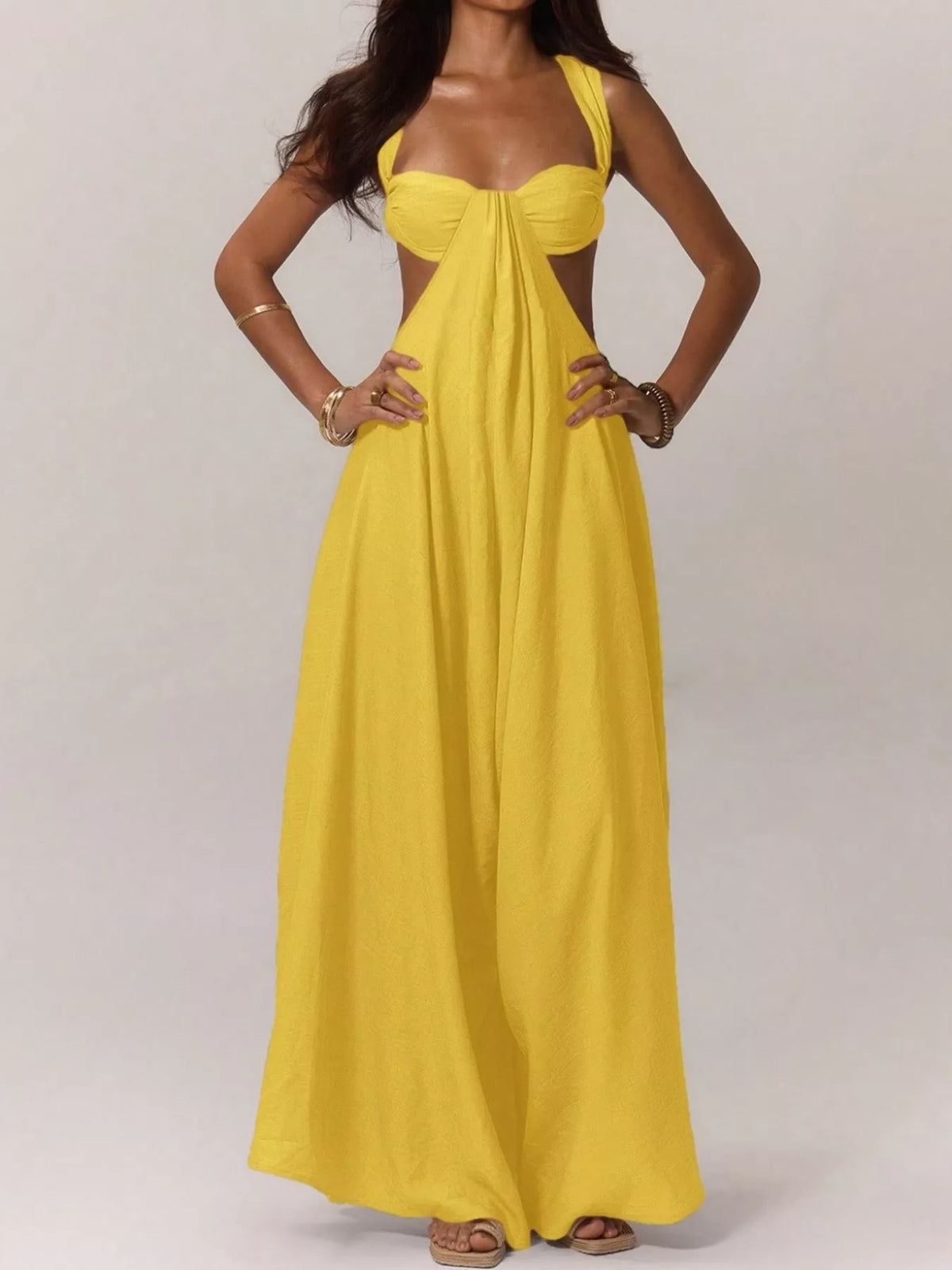 Backless Wide-Leg Jumpsuit with Cutout Detail