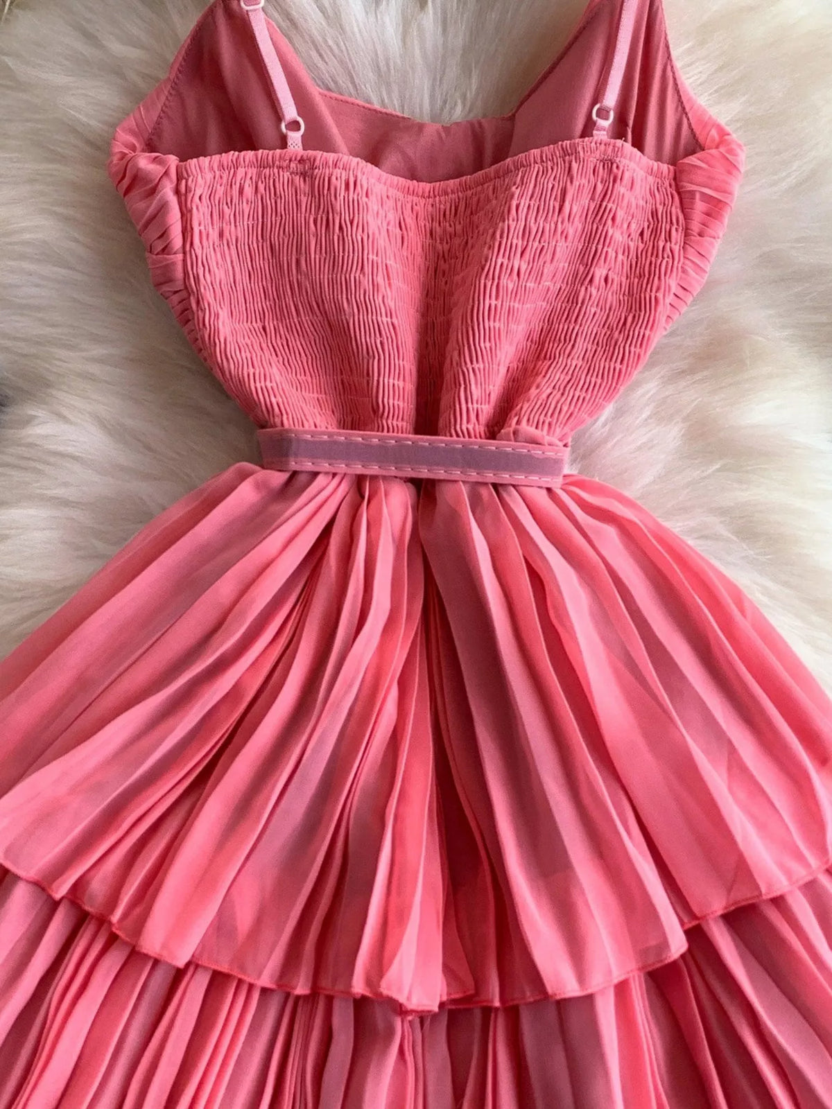 Pleated Layered Midi Dress