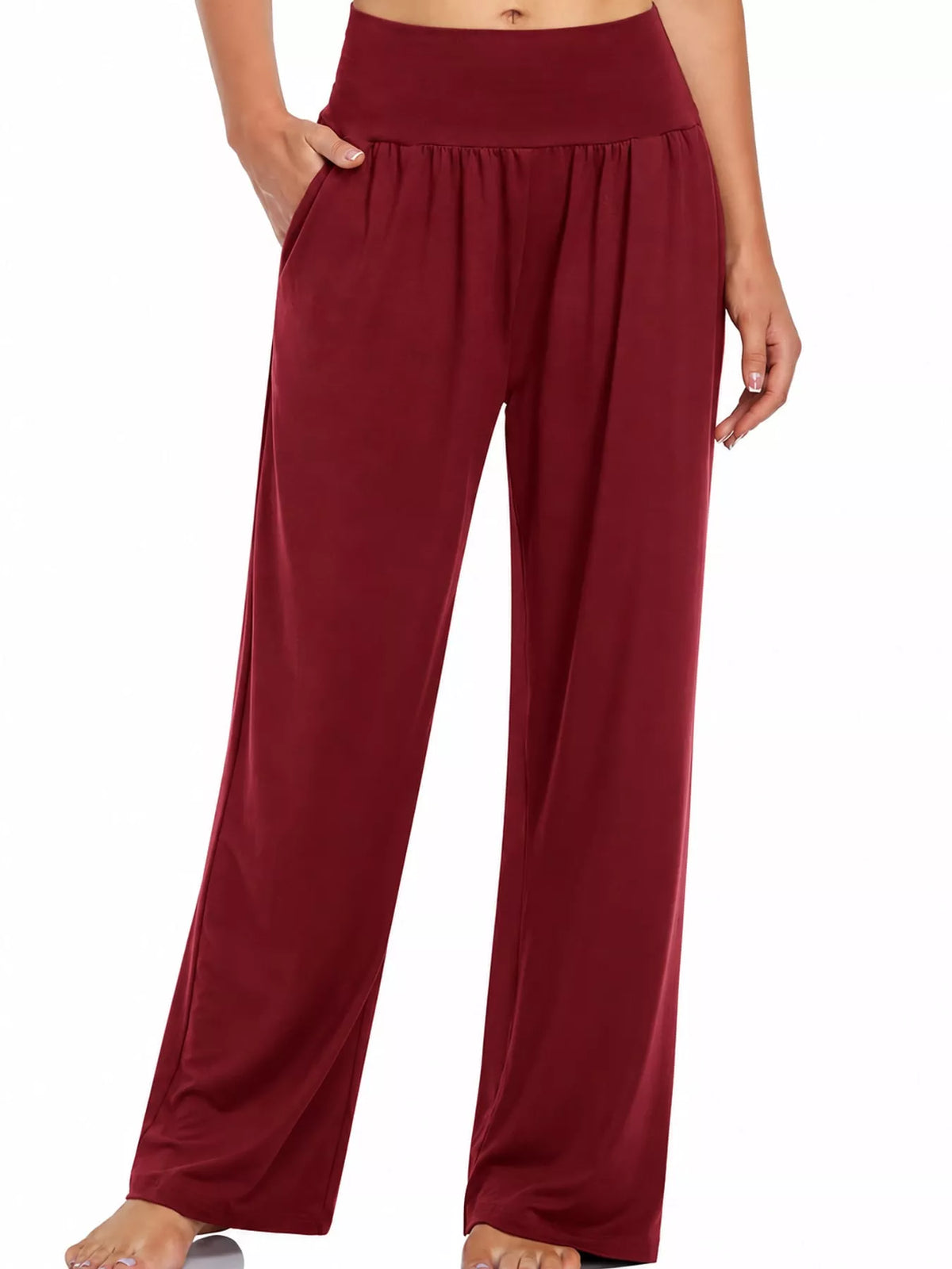 High-Rise Wide-Leg Pants with Pockets
